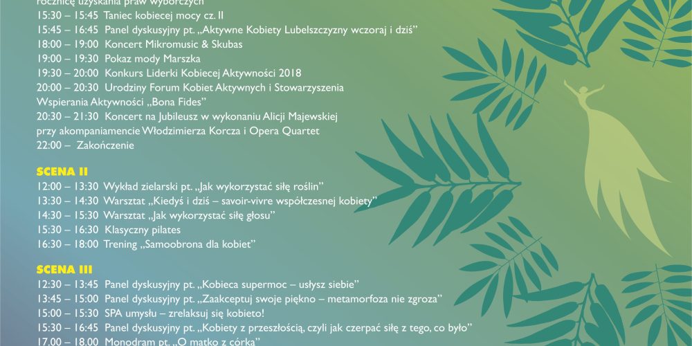 X Forum Kobiet Aktywnych – 1 lipca 2018 r. Park Zdrojowy w Nałęczowie