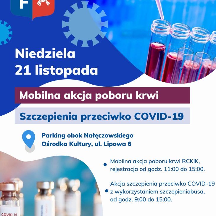 Mobilna akcja poboru krwi i szczepienia przeciwko COVID-19