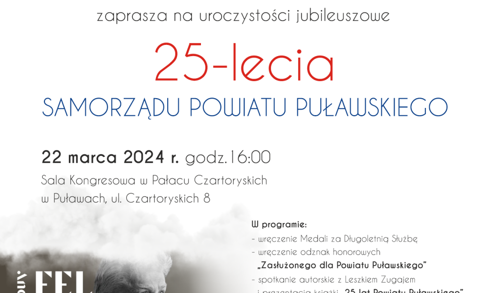 Zapraszamy na Jubileusz 25-lecia Samorządu Powiatu Puławskiego