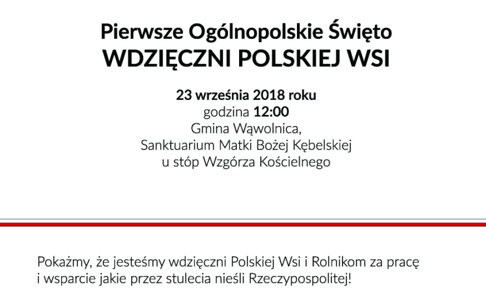 Pierwsze Ogólnopolskie Święto WDZIĘCZNI POLSKIEJ WSI – 23.09.2018 r. Wąwolnica