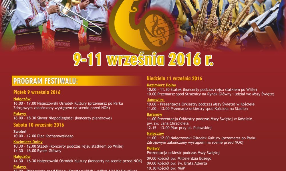 VI Międzynarodowy Festiwal Orkiestr Dętych  9-11 września 2016 r.